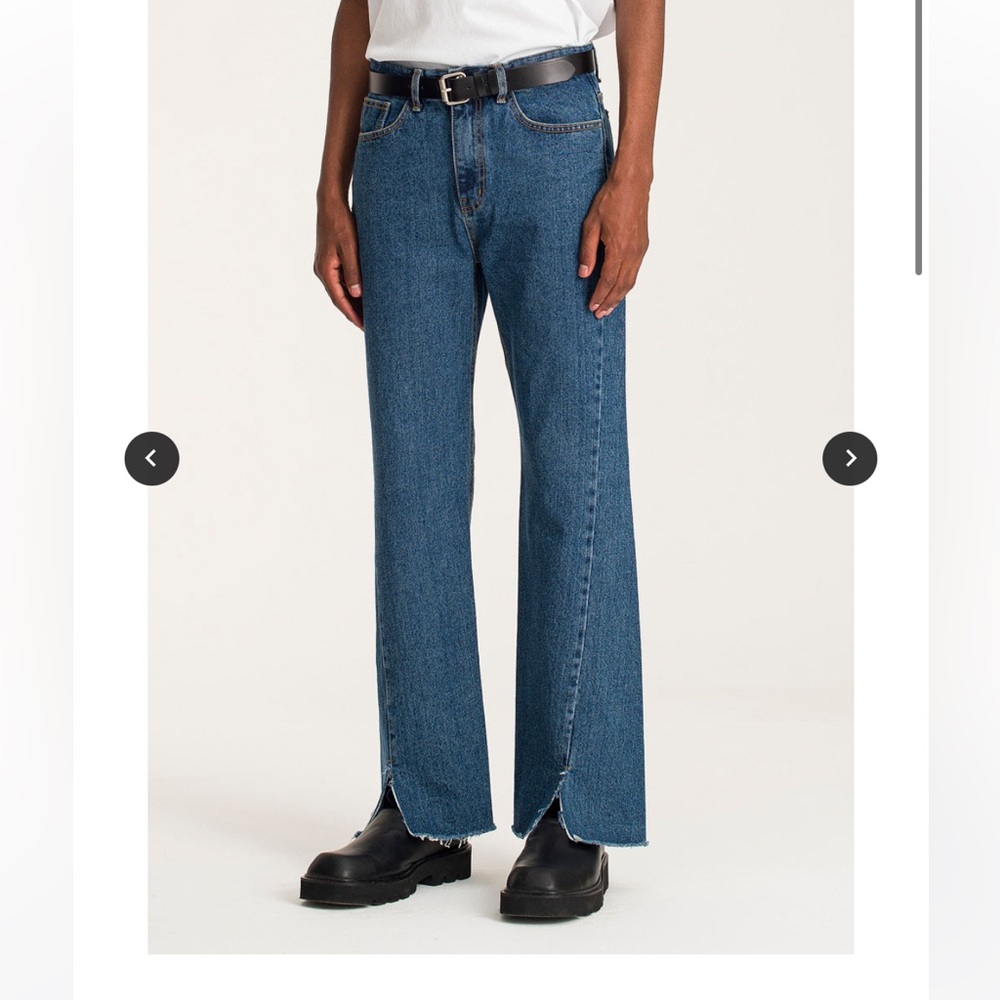 Olive men’s flared jeans